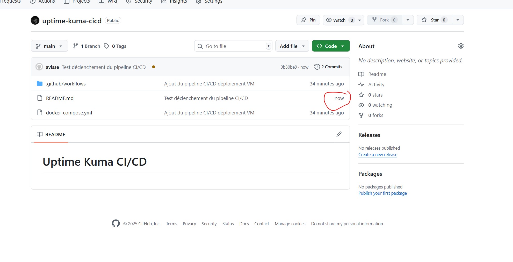 Commit README déclenche le pipeline
